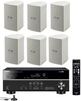 Yamaha 5.1-Channel Wireless Bluetooth 4K A/V Home Theater Receiver + Yamaha Natural Sound High performance 2-Way Indoor/Outdoor Weatherproof Speakers (Set Of 6)