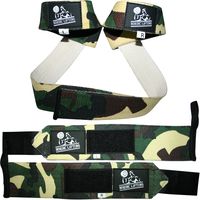 Wrist Wraps + Lifting Straps Bundle (2 Pairs) for Weightlifting, Cross Training, Workout, Gym, Powerlifting, Bodybuilding-Support for Women & Men,Best During Weight Lifting-Camo Green,1 Year Warranty
