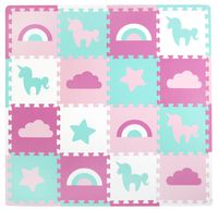 Tadpoles Baby Play Mat, Kid's Puzzle Exercise Play Mat - Soft EVA Foam Interlocking Floor Tiles, Cushioned Children's Play Mat, 16pc, Unicorns and Rainbows, Pink, 50x50