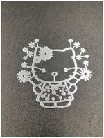 Wallner 18K Gold Plated 2 pcs Metal Adhesive Hello Kitty Badge Chrome Decal Logo Vinyl Sticker Cellphone Decal Stickers for Laptop Cellphone car IPAD or Others (Silver, A1)