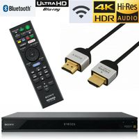 Sony UBP-X800 Streaming 4K Ultra HD 3D Hi-Res Audio Wi-Fi and Bluetooth Built-in Blu-ray Player with A 4K HDMI Cable and Remote Control- Black