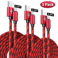USB Type C Cable, 3-Pack 3.3ft USB A to USB-C Fast Charger Nylon Braided Cord Phone Data Power Wire Compatible with Samsung Galaxy 9 8 S9 S8 S8 Plus S10,LG V30,V20,G6,Nintendo Switch (Red)