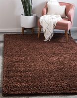 Unique Loom Solo Solid Shag Collection Modern Plush Chocolate Brown Area Rug (8' 0 x 10' 0)