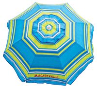 Margaritaville 6-Foot UPF 50+ Beach Umbrella with Built-in Sand Anchor, 6', Blue Green Stripe