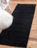 Unique Loom Solo Solid Shag Collection Modern Plush Jet Black Runner Rug (2' 6 x 10' 0)