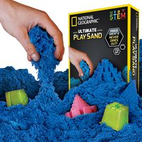 NATIONAL GEOGRAPHIC Play Sand - 2 LBS of Sand with Castle Molds and Tray (Blue) - A Kinetic Sensory Activity