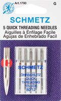 Euro-Notions Quick Self Threading Machine Needles, Size 12/80, 5/pkg