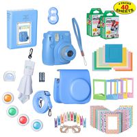 Fujifilm Instax Mini 9 Instant Film Camera Bundle with Over 15 Accessories | 40 Sheets of Instant Film + Mini Nine Leather Case + Photo Album + Lens Filters + Mini Frames + More