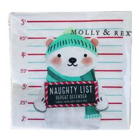 Naughty List Polar Bear Repeat Offender 40 3 ply Paper Cocktail Beverage Napkins