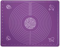 Silicone Baking Mat for Rolling Pastry Dough with Measurements, 19.7" x 15.7" BPA Free Non stick and Non Slip Purple Table Sheet Baking Supplies for Bake Pizza Cake