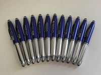 12 Lot Misprint 3-in-1 LED Light Pen, Soft Tip Stylus Combo, Blue
