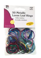 Charles Leonard Loose Leaf Rings, 1" Diameter, Metallic Assorted Colors, 50 per Bag, 1 Bag (85000)
