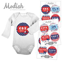 12 Monthly Baby Stickers, Nautical, Navy, Blue, Red, Boy, Girl, Gender Neutral, Baby Belly Stickers, Monthly Onesie Stickers, First Year Stickers Months 1-12, Chevron, Sail Boat, Anchor, Ocean Waves, Whale, Baby Boy, Baby Girl, Gender Neutral