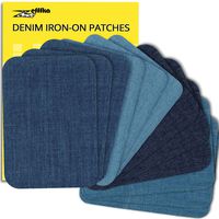 ZEFFFKA Premium Quality Denim Iron on Jean Patches No-Sew Shades of Blue 12 Pieces Assorted Cotton Jeans Repair Kit 3" by 4-1/4"