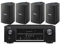 Denon 5.2 Channel 700-Watt Full 4K Ultra HD Bluetooth AV Home Theater Receiver + Yamaha High-Performance Natural Surround Sound 2-Way Indoor/Outdoor Weatherproof Speaker System (Set Of 4)