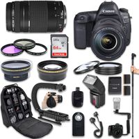 Canon EOS 5D Mark IV DSLR Camera + Canon EF 24-105mm f/4L is II USM Lens + Canon EF 75-300mm f/4-5.6 III Lens + Fully Dedicated TTL Flash + 64Gb SDXC Card + 57 Inch Monopod (22 Items kit)