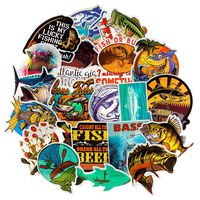 Go Fishing Stickers[65PCS], Cool Outdoor Adventure Stickers for Tackle Box Laptop Phone Computer Tool Box Water Bottle Luggage Storage Car, Waterproof Graffiti Decals for Fisherman Fishing Enthusiast
