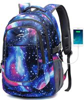 Backpack for School Bookbag College Student Travel Business Hiking Fit Laptop Up to 15.6 Inch Lightweight Night Light Reflective (Galaxy)