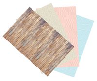 Ella Bella Photography Backdrop Paper, Assorted Designs (1 ea.: Vintage Wood, Classic Damask, Dots- Soft Pink & Baby Blue), 48" x 12', 4 Rolls