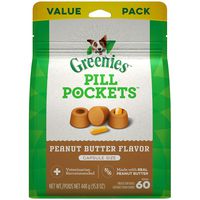 Greenies Pill Pockets Natural Dog Treats, Capsule Size, Peanut Butter Flavor