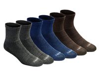 Dickies Men's Dri-tech Moisture Control Quarter Socks Multipack, Grey/Blue/Brown (6 Pair), Shoe Size: 6-12