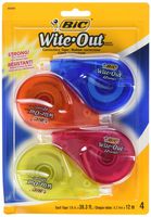 BIC White-Out Brand EZ Correct Correction Tape, 4 Count (WOTAPP418-WHI)