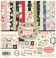 Carta Bella Paper Company CBBO98016 Botanical Garden Collection Kit Paper, Pink, Green, Black, red, Cream