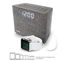 iHome iBT232 Bluetooth Dual Alarm Clock FM Radio with Speakerphone and USB Charging -Gray (Newest Model)