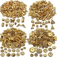 200g (about 400-500pcs) Tibetan Alloy Spacer Beads Flower Bead Caps Bail Beads Rondelle Beads for Jewelry Making DIY Bracelet Necklace Crafts,4 Styles(Gold)