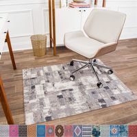 Anji Mountain Chair Mat Rug'd Collection, 1/4" Thick - For Low Pile Carpets & Hard Surfaces, Aahus , Gray Modern Multi-Square