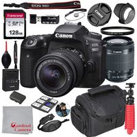 Canon EOS 90D 18-55mm f/3.5-5.6 is STM Kit + 128GB SD Card + Case (17pc Bundle)