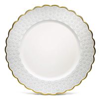 " OCCASIONS" 10 pcs Round 13'' Round Acrylic Plastic Wedding Chargers, Dinner Party Decoration Charger Plates (Floral White and Gold)