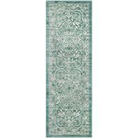 Maples Rugs Pelham Vintage Runner Rug Non Slip Hallway Entry Carpet [Made in USA], 2 x 6, Light Spa