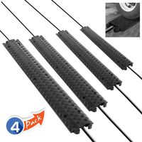 Pyle PCBLCO101X4BK 157 Inch 4-Channel Ramp Rubber Floor Cord Concealer-Heavy Duty Cable Protector Wire/Hose/Pipe Hider Driveway Protective Covering Armor PCBLCO101BK-X4, 4 Pack