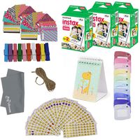 Fujifilm Instax Mini Instant Film, 3 Twin Packs (60 Total Pictures) + Mini Photo Album + 10 instax Mini Frames + 40 Sticker Frames + Emoji Smileys and More