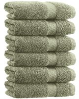 White Classic Luxury Hand Towels | Cotton Hotel spa Bathroom Towel | 16x30 | 6 Pack | Green