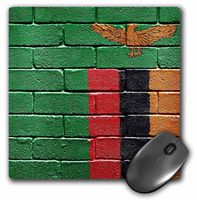 3dRose LLC 8 x 8 x 0.25 Inches Mouse Pad, National Flag of Zambia Painted on Brick Wall (mp_157016_1)