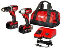 Milwaukee 2697-22 M18 18-Volt 1/2-Inch 2-Tool Combo Kit Includes Charger, Battery (2) and Bag