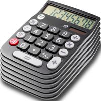 Office Style 8 Digit Dual Powered Desktop Calculator, Large LCD Display, Black (Pack Of 6)