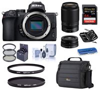 Nikon Z 50 DX-Format Mirrorless Camera Body with NIKKOR 16-50mm f/3.5-6.3 and 50-250mm F/4.5-6.3 VR Lens, Filter Bundle with Hoya 62mm UV and CPL Filter, Case, 64GB SD Card, and Accessories