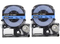 2PK Onirii Compatible Epson Labelworks Label Tape Cartridge LW-300 LW-400 LW-500 LW-600 LC-4LBP4(LK-4LBP) Black On Blue Label Maker Tape Refill Cartridge 12mmx26.2ft