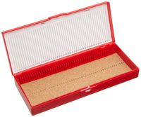 Heathrow Scientific HD15996B Red Cork Lined 50 Place Microscope Slide Box, 8.3" Length x 3.38" Width x 1.25" Height