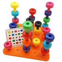 Skoolzy Peg Board Toddler Learning Toys -Fine Motor Skills Montessori Toys for Toddlers - 32 pc Stacking Occupational Therapy Games for Kids - 9 Color Sorting Boys and Girls Toys. Age 2+