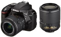Nikon digital camera D3300 double zoom kit 18-55mm DX VR II & 55-200mm DX VR II Lenses2 Black