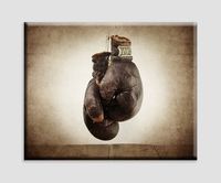 Vintage Boxing Gloves on Vintage Background Stretched Canvas Wall Art, Sports Decor, Boxing Nursery decor, Man Cave art, Vintage Sports Nursery Art, Boxing artwork, Kids Room Wall Art.