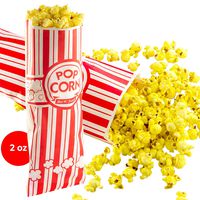 Popcorn Bags 25 Pack. Coated for Leak/Tear Resistance. Single Serving 2 oz Paper Sleeves in Nostalgic