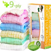 Baby Washcloths for Kids Muslin Washcloth - Pack - 9-ply 12"x12" Ultra Soft Baby Muslin Washcloths - Organic Washcloths Bulk - Baby Bath Towel Set - Baby Bath Towels - Infant Newborn Kids Washcloths