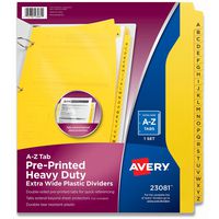 Avery Heavy-Duty Plastic Industrial Dividers, 26 A-Z Tabs, Yellow (23081)
