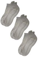 RATIVE Anti Slip Non Skid Barre Yoga Pilates Hospital Socks with grips for Adults Men Women (Large, 3-Pair/Grey)