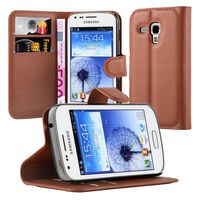 Cadorabo Book Case Works with Samsung Galaxy Trend DUOS in Saddle Brown - with Magnetic Closure, Stand Function and Card Slot - Wallet Etui Cover Pouch PU Leather Flip